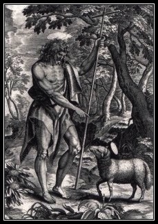 Ecce Agnus Dei - Oto Baranek Bo�y! [rycina przedstawiaj�ca �w. Jana Chrzciciela wskazuj�cego na Jezusa - Baranka Bo�ego] .